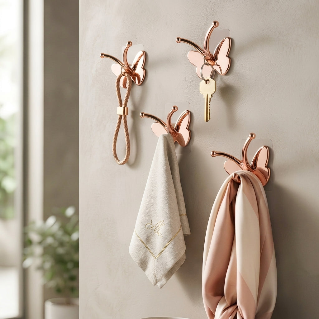 Elegant Butterfly Adhesive Metallic Wall Hook