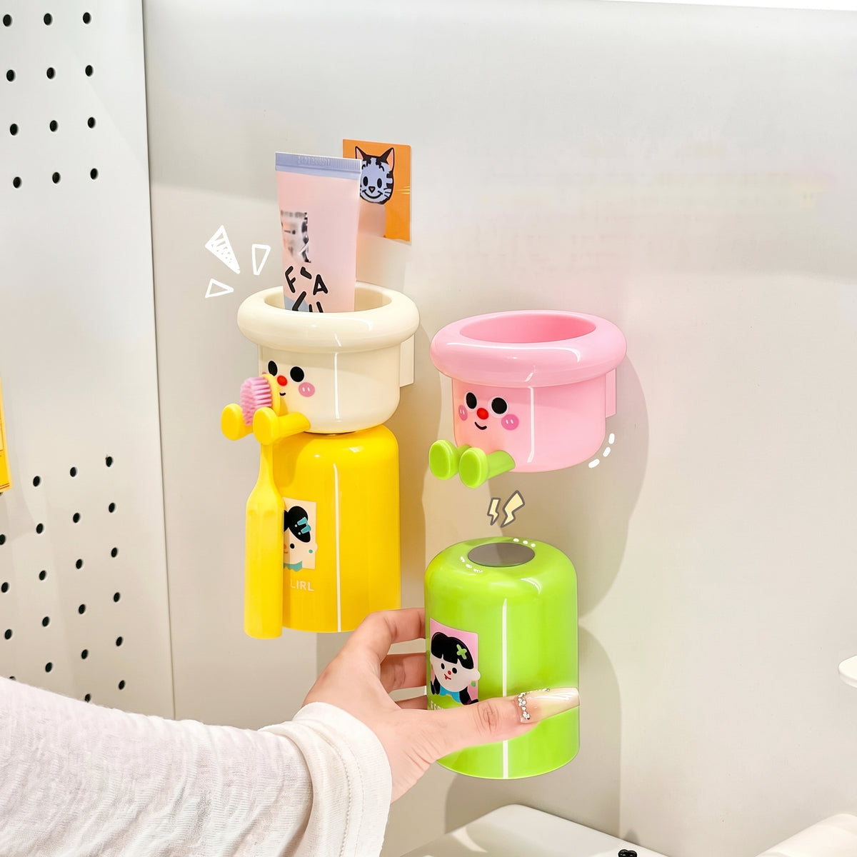 Wall Mounted Magnetic Toothbrush Holder With Cup