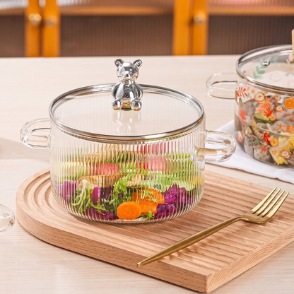 Transparent Heat Resistant Glass Cooking Pot 1600ML