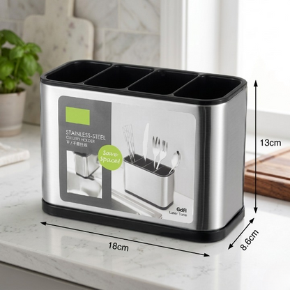 4-Section Kitchen Stainless Steel Cutlery Organizer