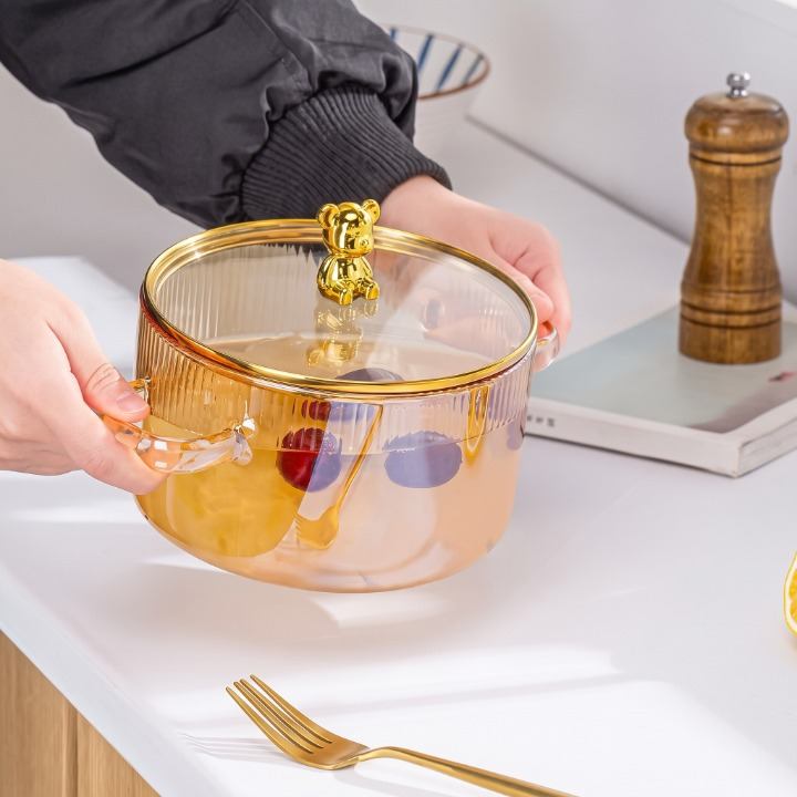 Transparent Heat Resistant Glass Cooking Pot 1600ML