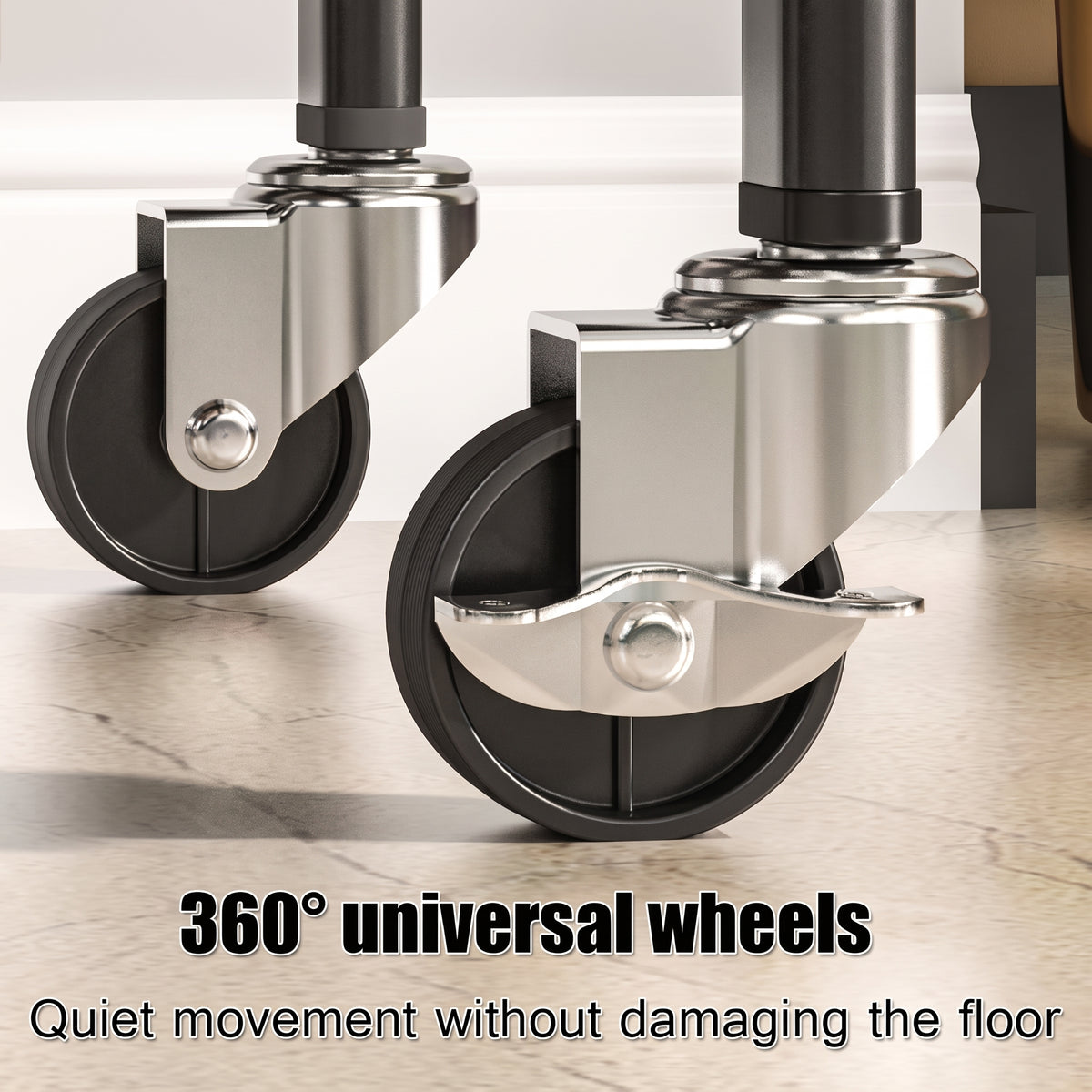 Luxury Rolling Side Table With Storage Shelves