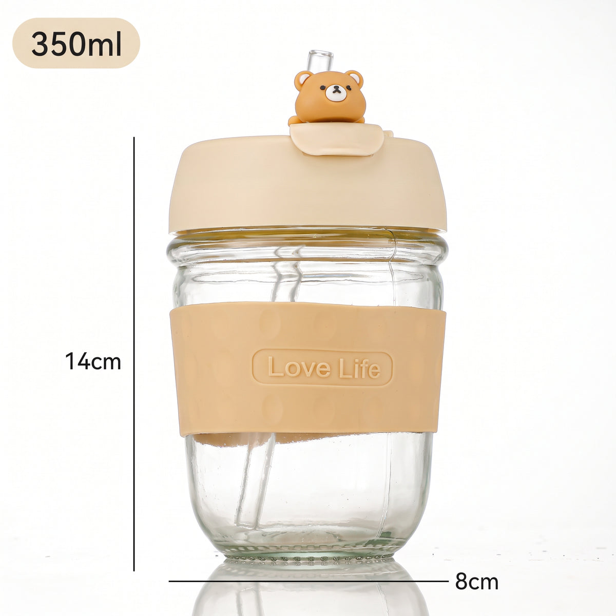 Elegant Animal Glass Mug With Sleeve & Straw