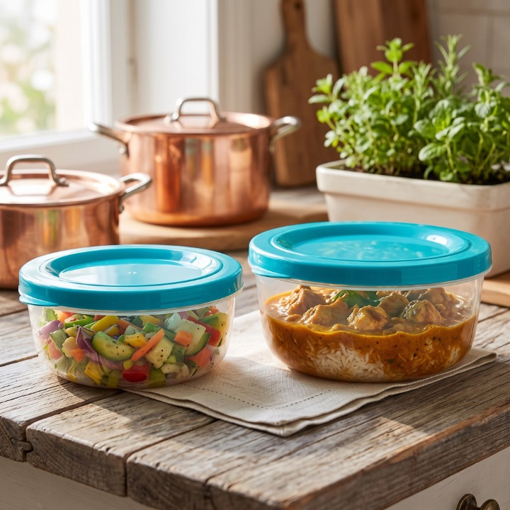 2PCs Transparent Airtight Storage Bowls