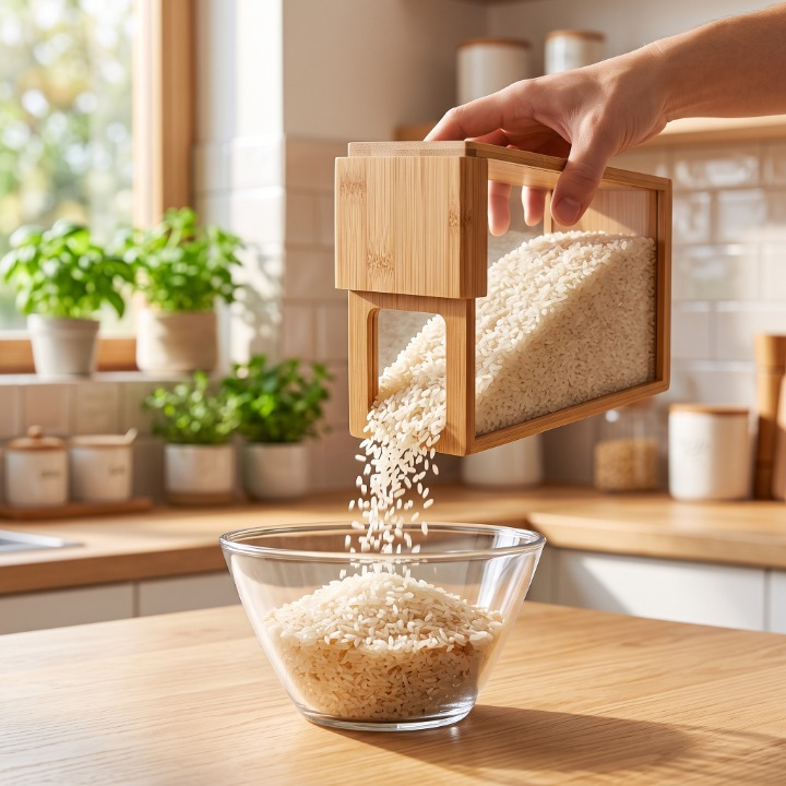 Wooden Grain Storage Container With Lid