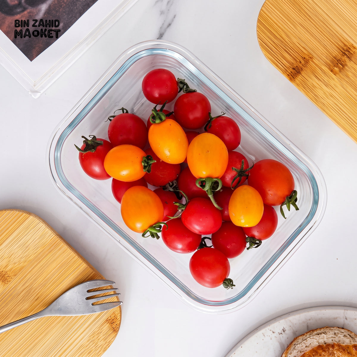 3PCs Glass Storage Containers With Wooden Lids