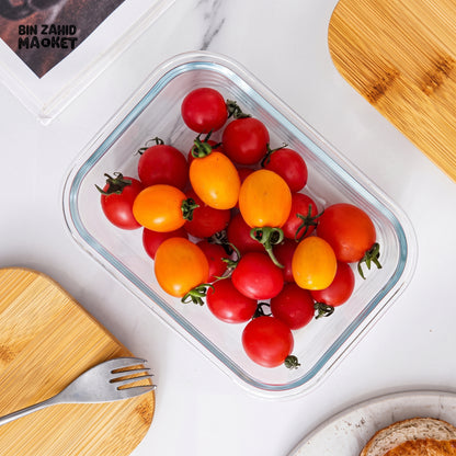 3PCs Glass Storage Containers With Wooden Lids