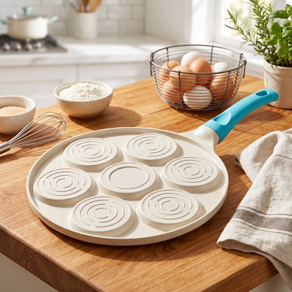 7-Slot Smiley Non-Stick Pancake Frying Pan