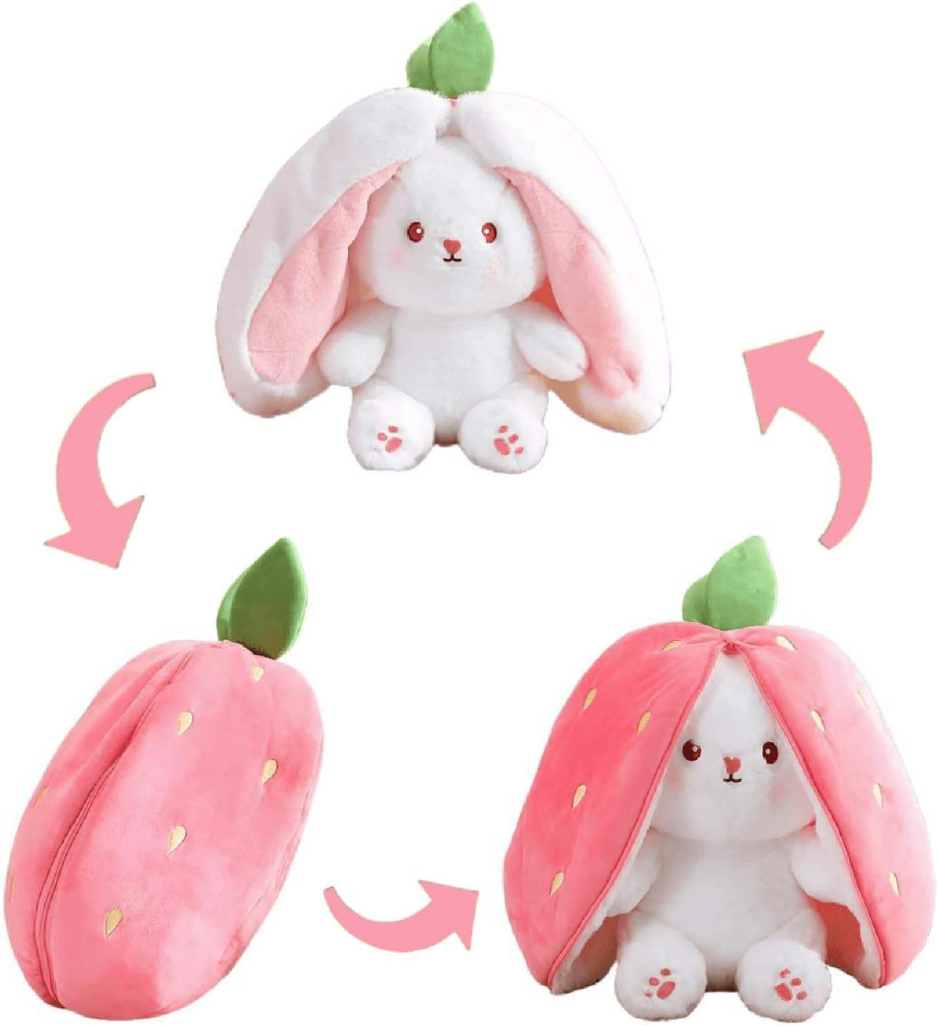 Funny Reversible Bunny Plush Toy Zipper Pillow