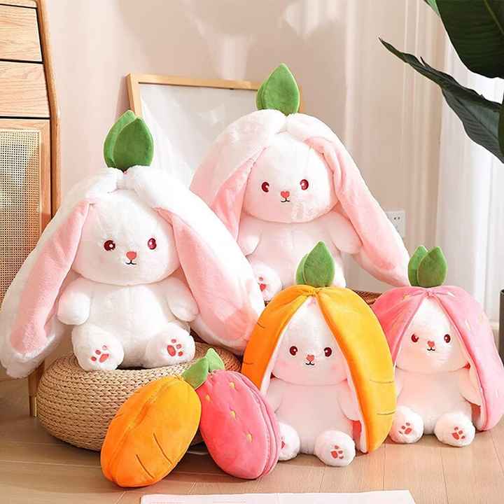 Funny Reversible Bunny Plush Toy Zipper Pillow