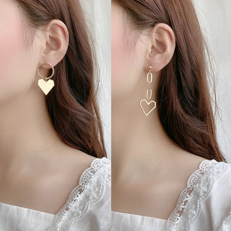 Asymmetrical Heart Stud Earrings
