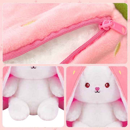 Funny Reversible Bunny Plush Toy Zipper Pillow