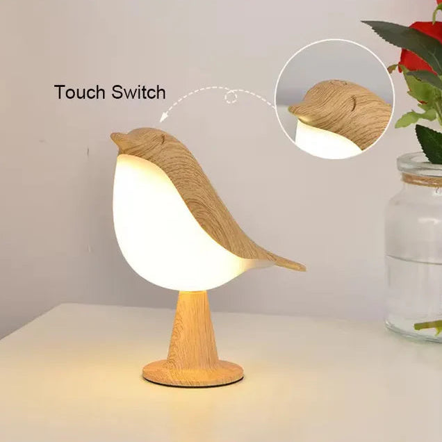 Cute Wooden Bird Touch Lamp