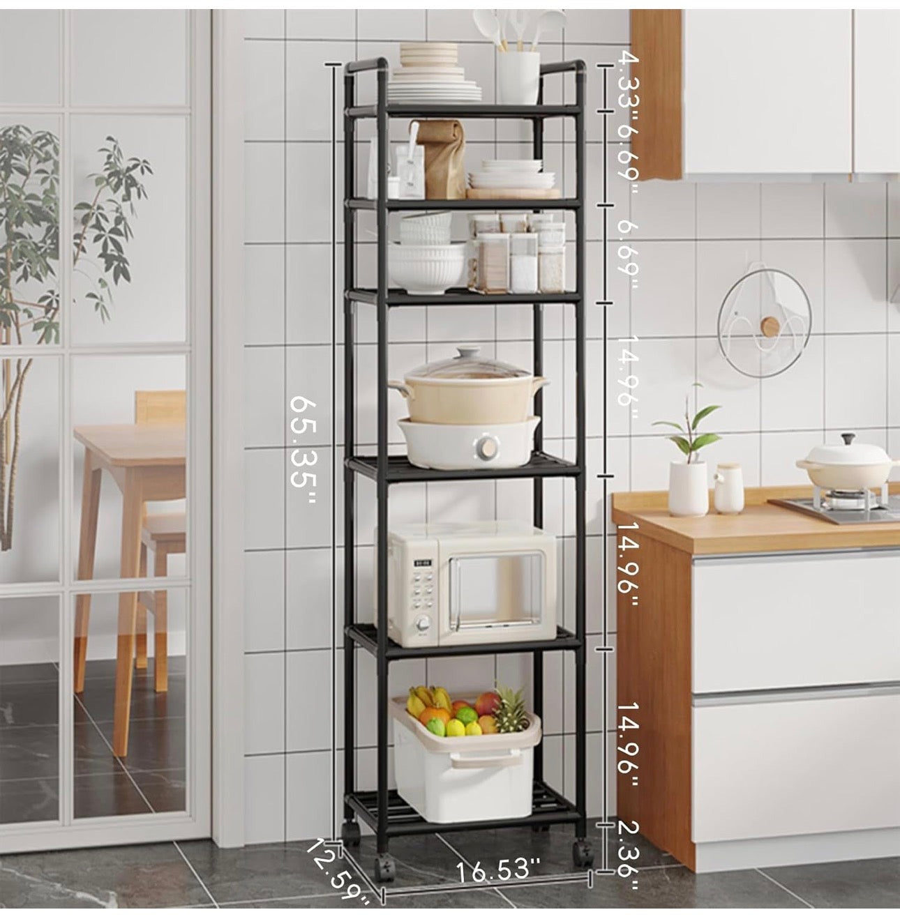 Metal 6 Tier-Rolling Cart With Wheel