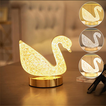 Rechargeable Swan Shape Crystal Lamp