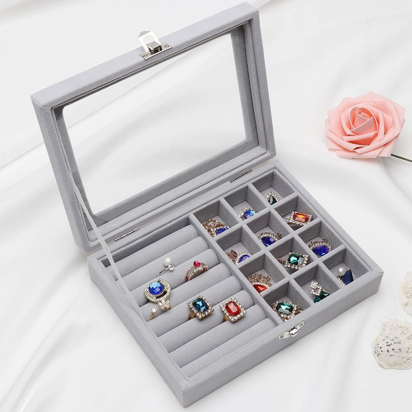 Portable Velvet Jewelry Box | Elegant Ring Display Organizer