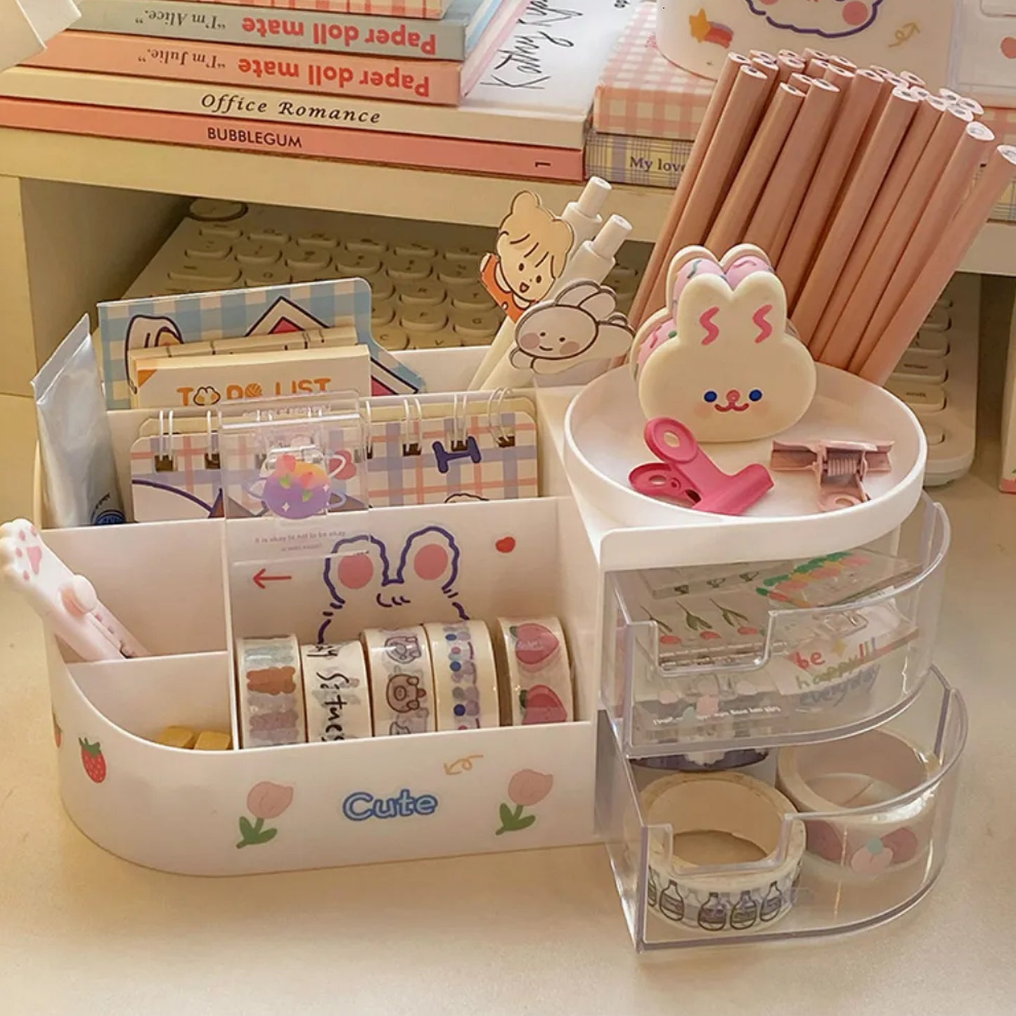 Multiple Compartments Cosmetic & Stationary Storage Box