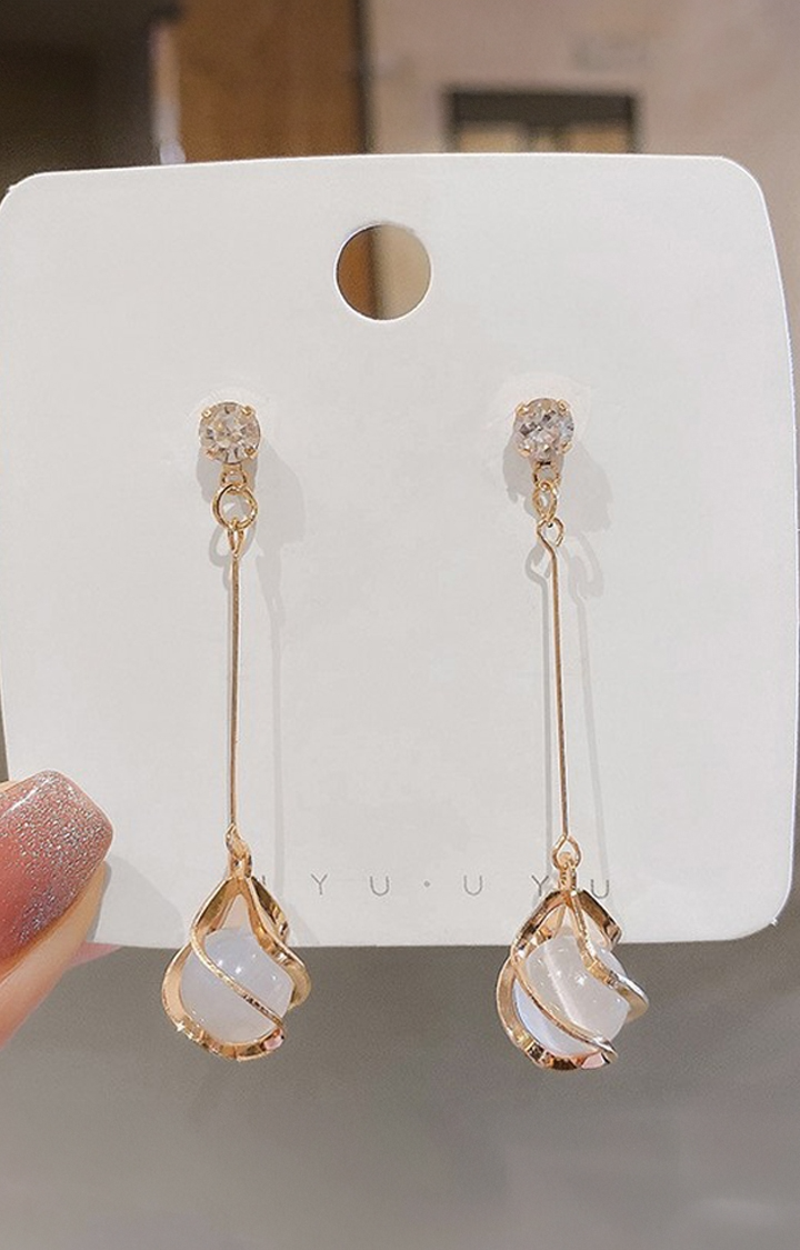 Rhinestone Decor Ball Drop Earrings