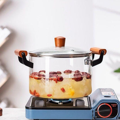 High Borosilicate Glass Cooking Pot With Lid & Handle 2.5L