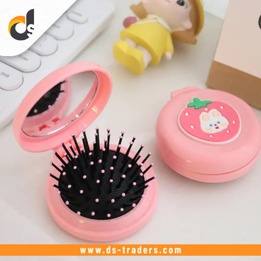 Mini Hair Comb With Foldable Mirror