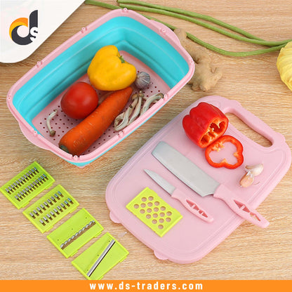 Multifunctional Cutting Board & Grater Set With Foldable Basket