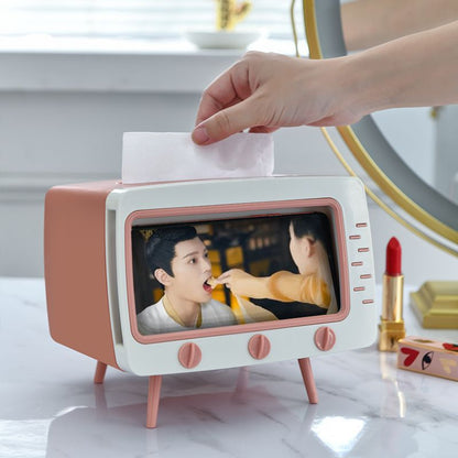 Creative TV Shape Tissue Box And Phone Holder