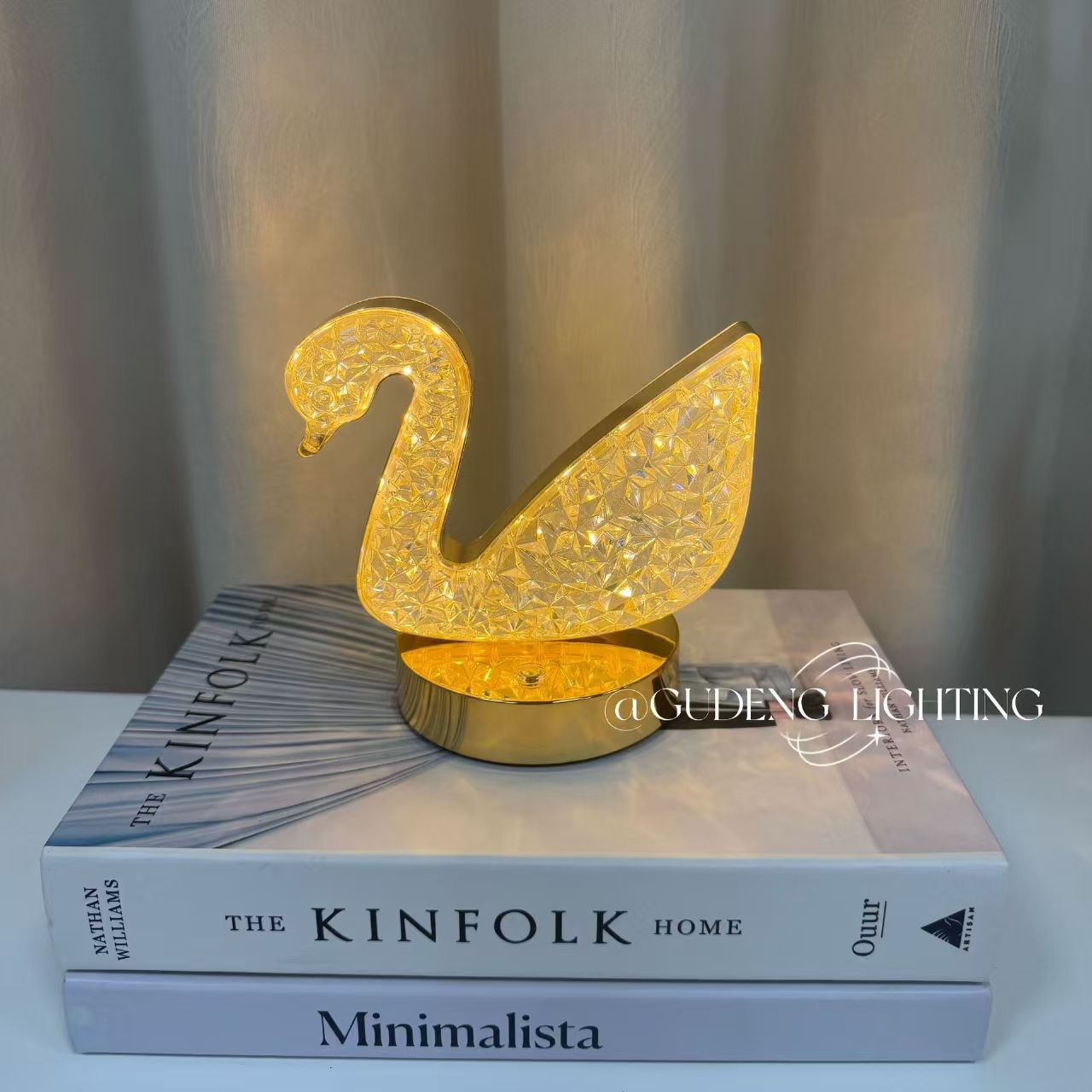 Rechargeable Swan Shape Crystal Lamp