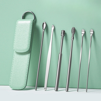 6PCS Ear Pick Cleaning Tools In Leather Case