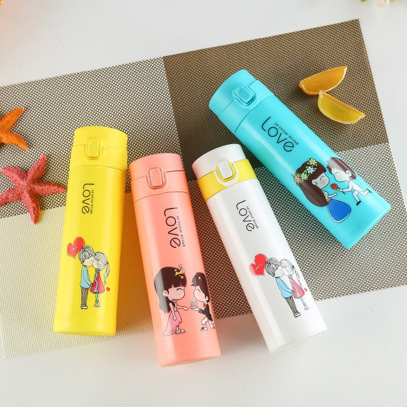 Creative Cartoon Printed Glass Water Bottle