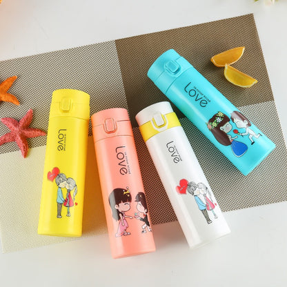 Creative Cartoon Printed Glass Water Bottle