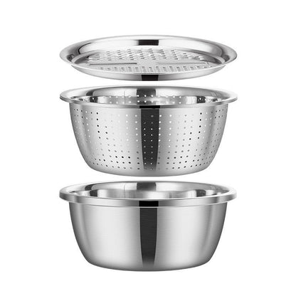 Stainless Steel 2PCs Grater & Strainer Bowl