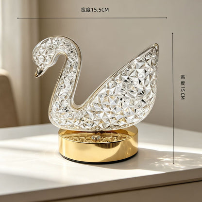 Rechargeable Swan Shape Crystal Lamp