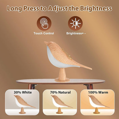 Cute Wooden Bird Touch Lamp