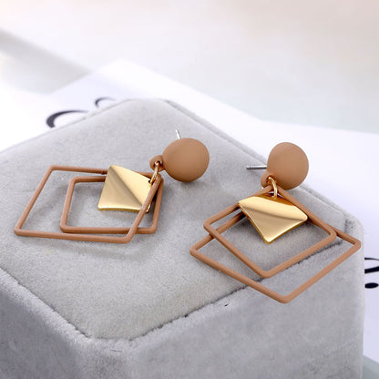 Double Square Drop Dangle Earrings