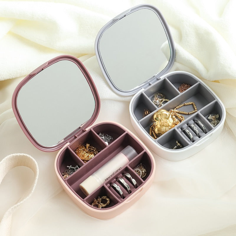 Portable Mini Jewelry Organizer with Mirror