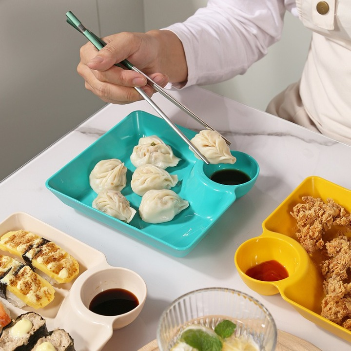 Creative Snack Plate with Dipping Sauce Portion