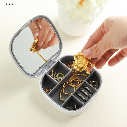 Portable Mini Jewelry Organizer with Mirror