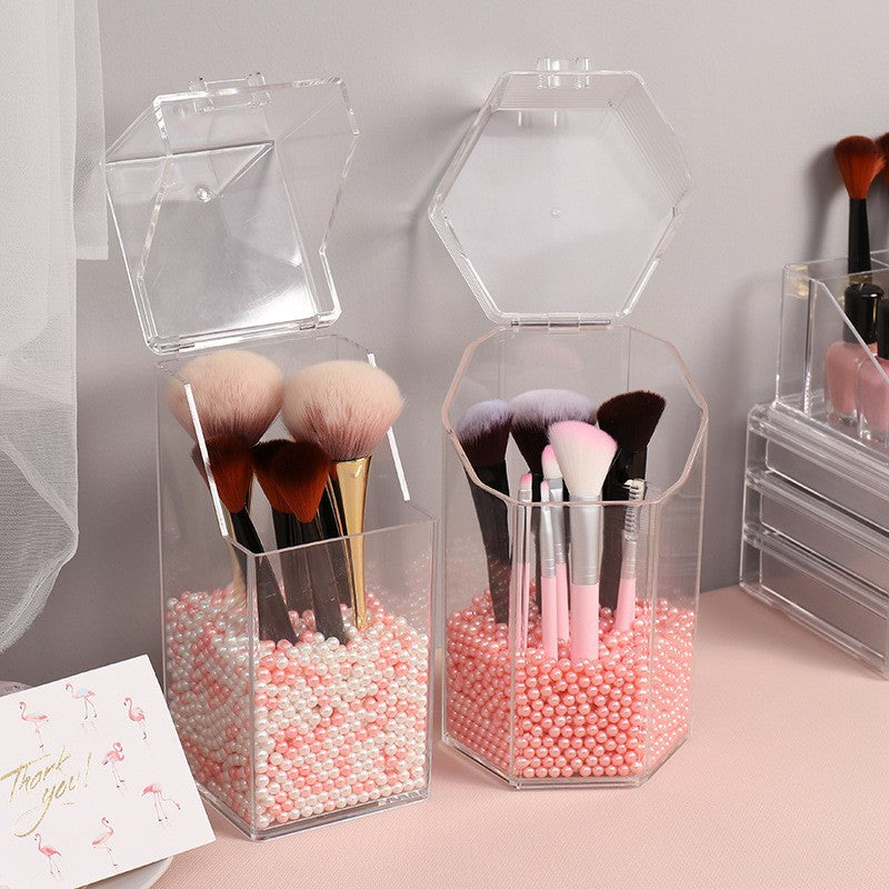 Transparent Hexagon-Shaped Makeup Organizer