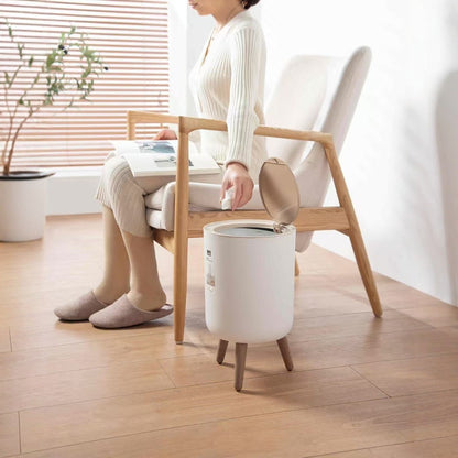 Multipurpose Round Push Type Trash Bin With Lid