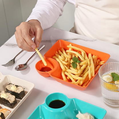 Creative Snack Plate with Dipping Sauce Portion