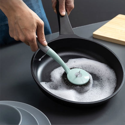 Pot Cleaning Steel Sponge with Long Handle