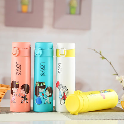 Creative Cartoon Printed Glass Water Bottle