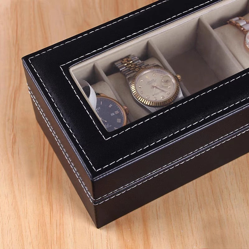 6 Slots Leather Printed Watch Organizer Box