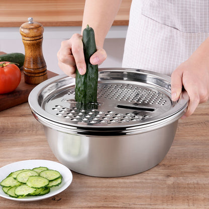 Stainless Steel 2PCs Grater & Strainer Bowl