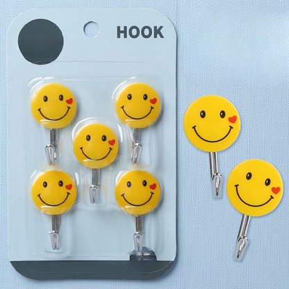 Smiley Faces Sticky Hooks 5pcs