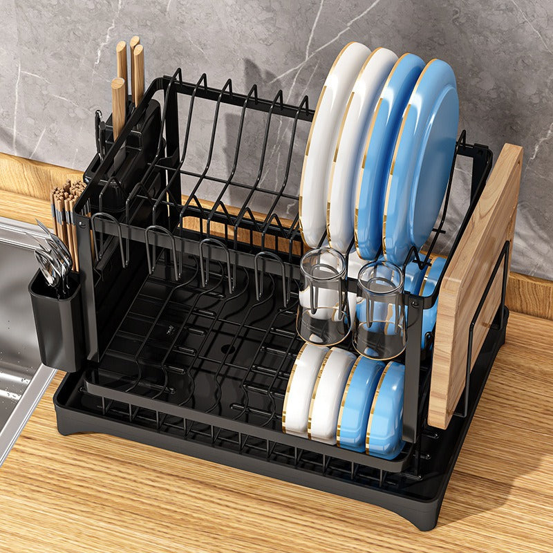 2 Layer Metal Dish Drainer Kitchen Rack