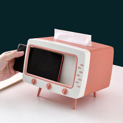 Creative TV Shape Tissue Box And Phone Holder