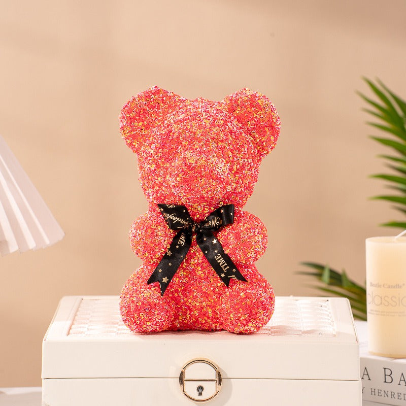 Sequin Teddy Bear For Gift (Random Color)