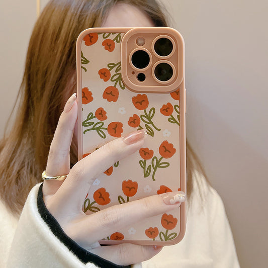 Beige Flower Design - iPhone Case
