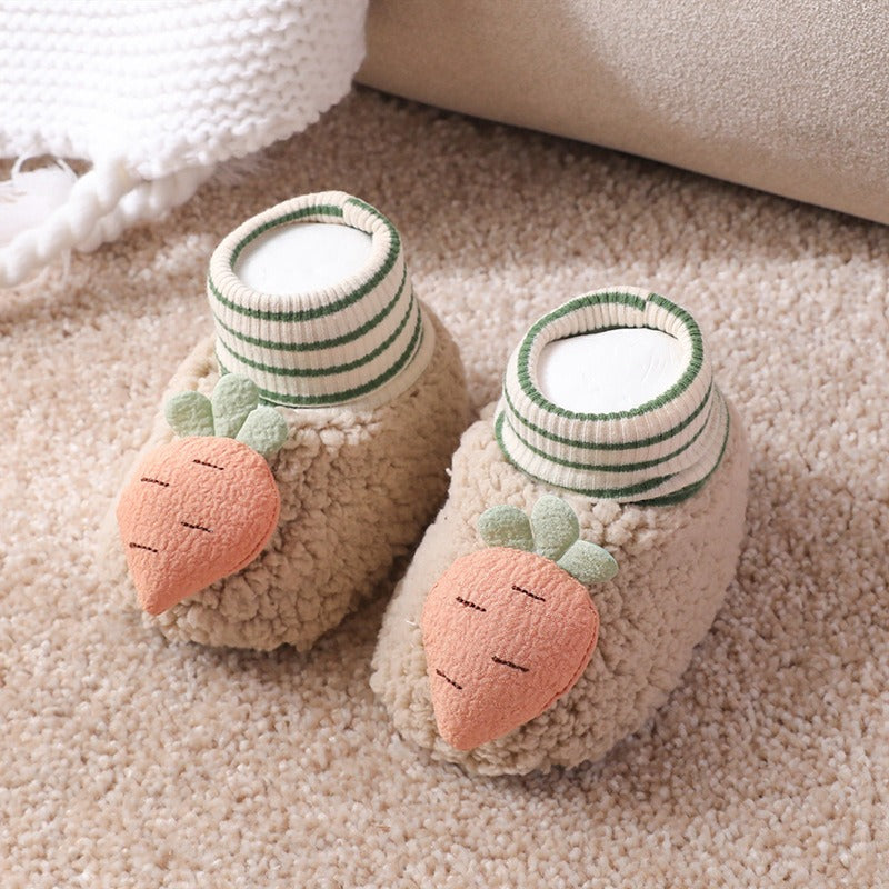 1 Pair Cute Baby Spring & Autumn Plus Velvet Socks Floor Shoes